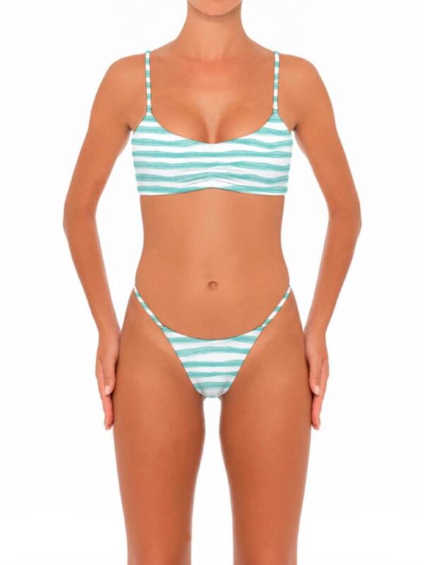 Stripe Womens Bathing Suit Lace Up Bikini