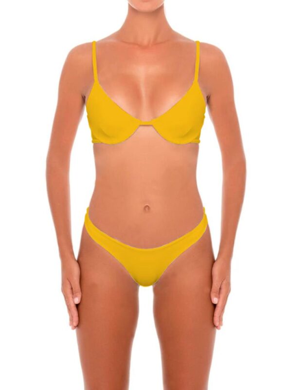 Yellow Womens Bathing Suit Lace Up Bikini