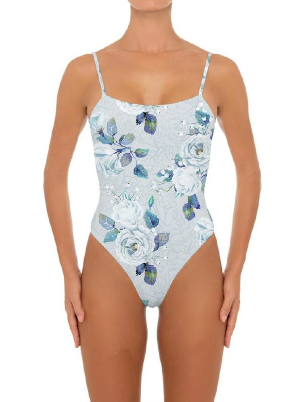Slim Fashion Blue Floral Girls Bikini