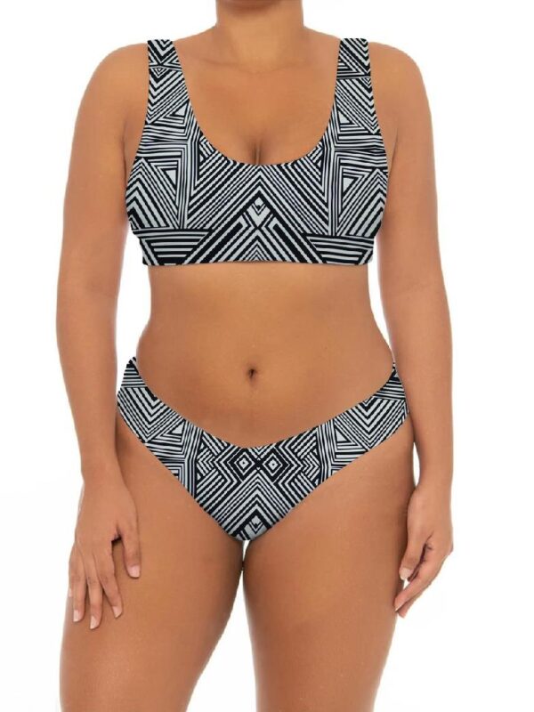Gray Geometry Pattern Plus Bikini