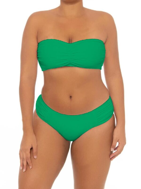 Plus Green Plain Strapless Sexy Bikini
