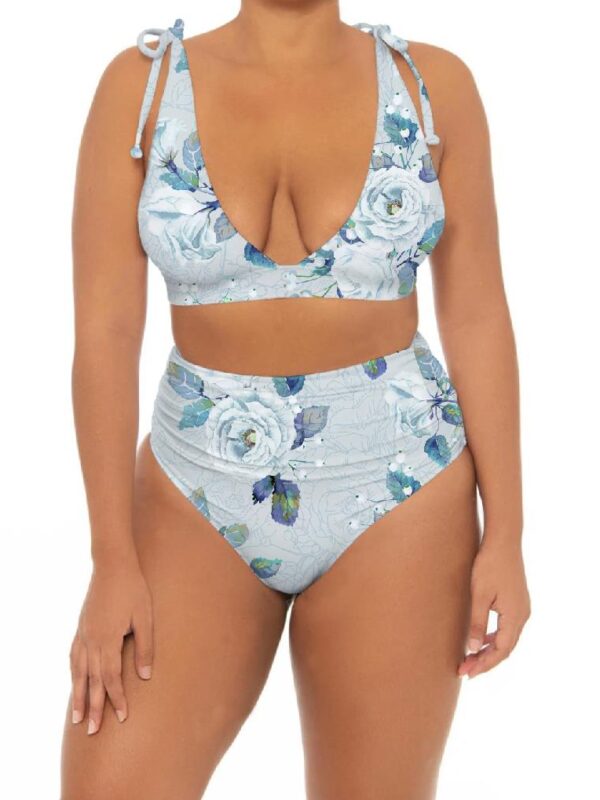 Plus High Waist V Neck String Bikini