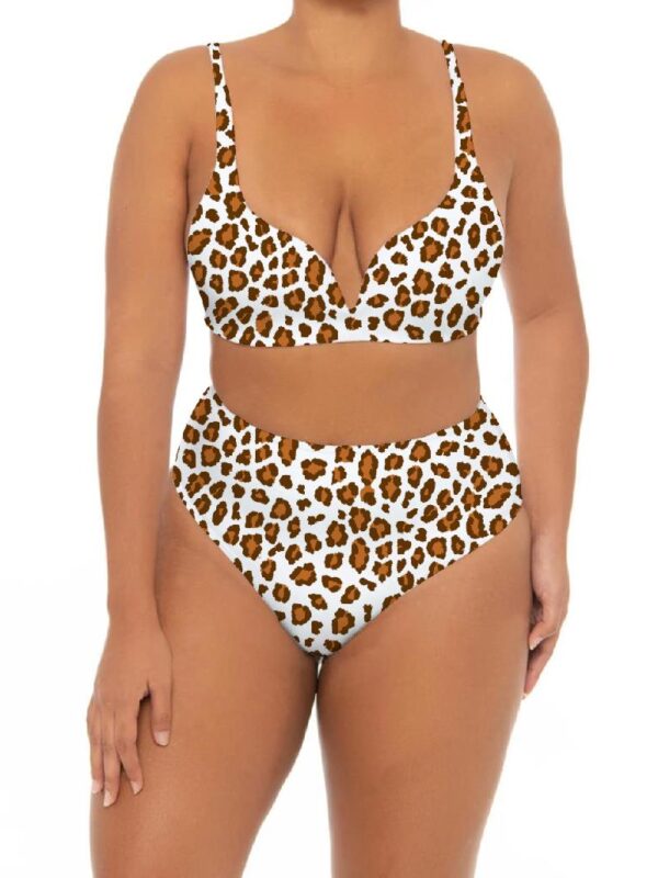 Plus Leopard Print Stretchy Two Pieces