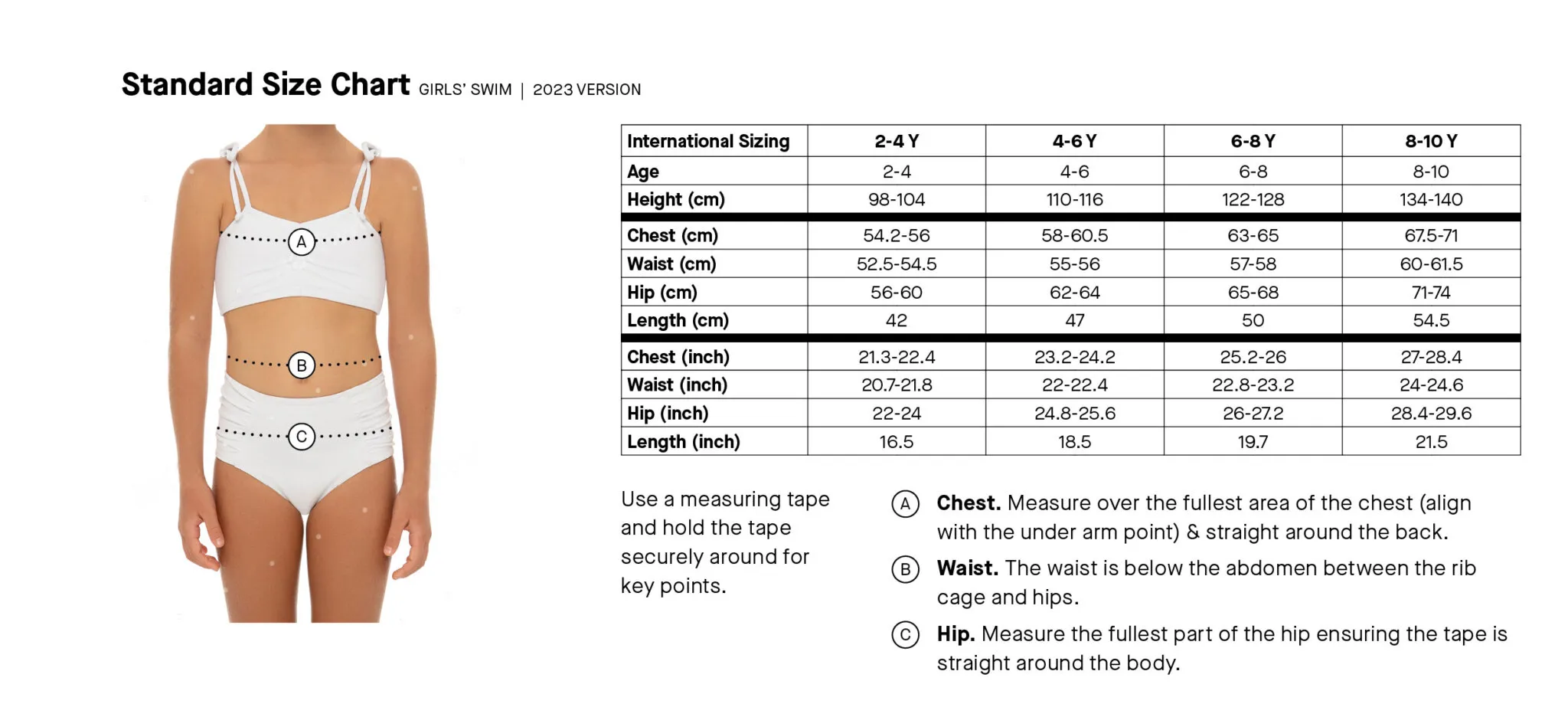 Girls Size Chart