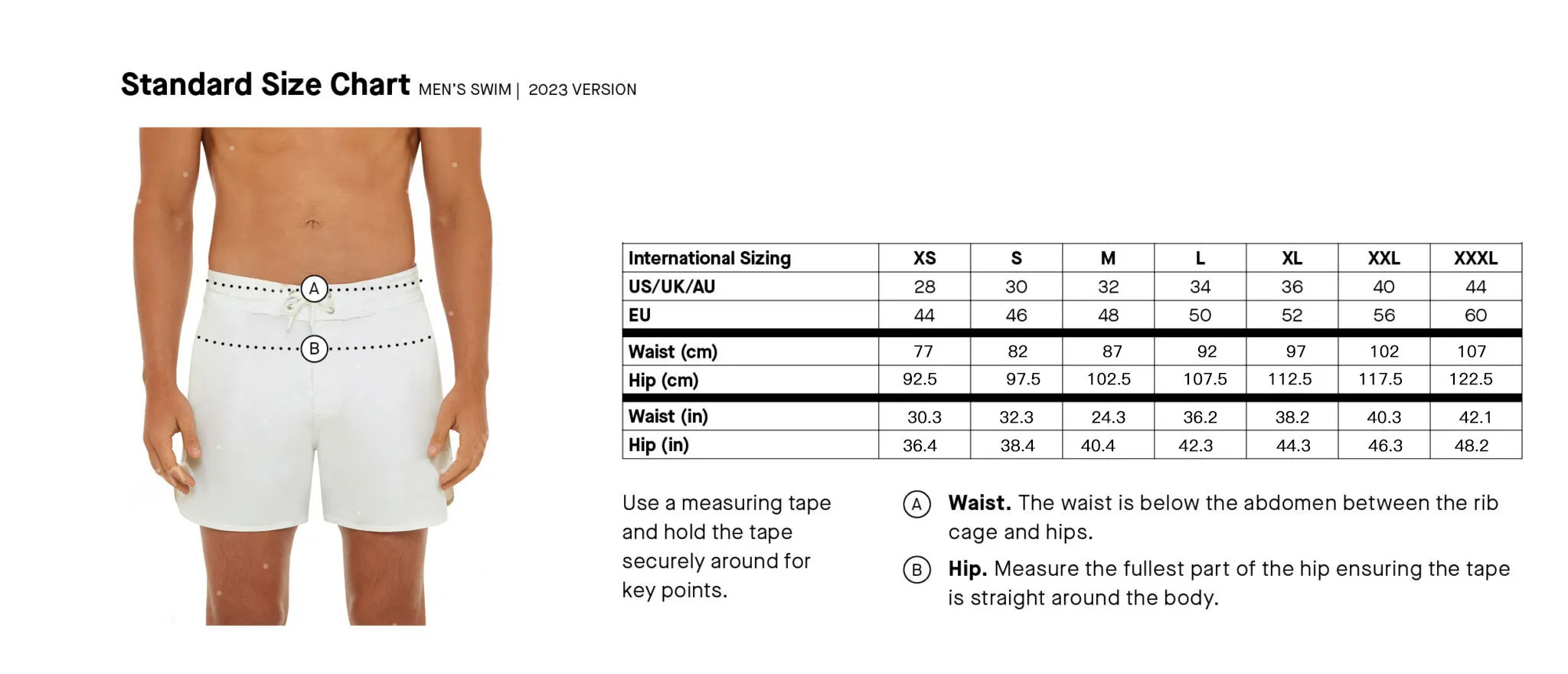 Mens Size chart