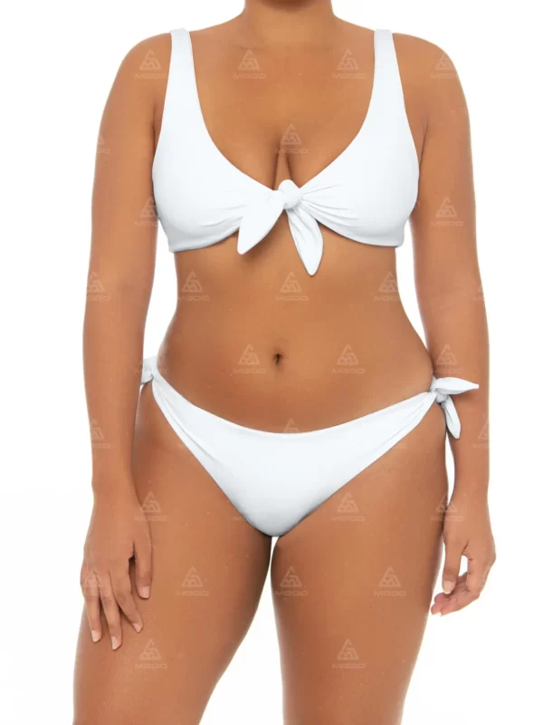 PLUS01 Thickened Double Straps Bow Design U-Shaped Backless Plus Size Swimsuit 01