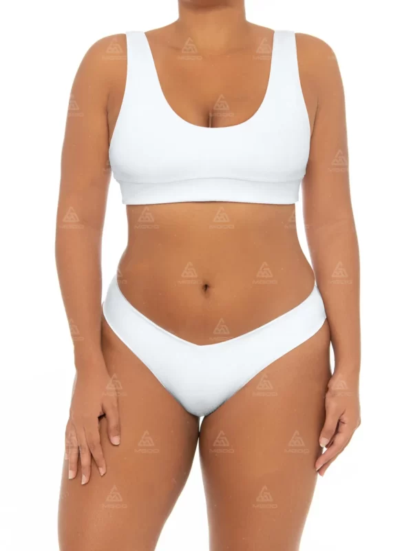 PLUS04 Thickened double straps u-shaped collar sports wind plus size swimsuit 01