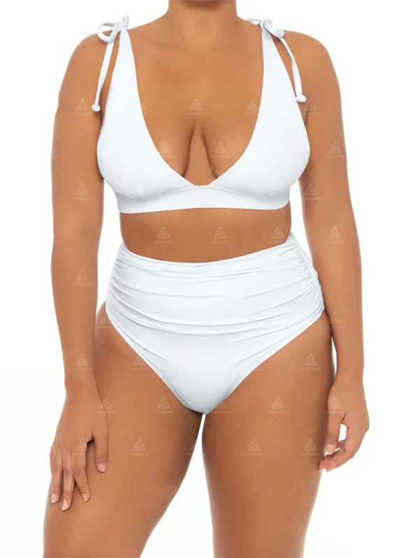 PLUS05 Double Straps Straps Deep V Sexy High Waist Plus Size Swimsuit 01