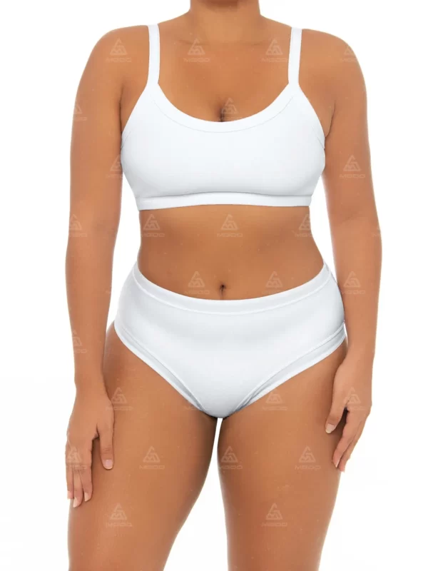 PLUS06 Double Straps Simple High Waist Plus Size Swimsuit 01