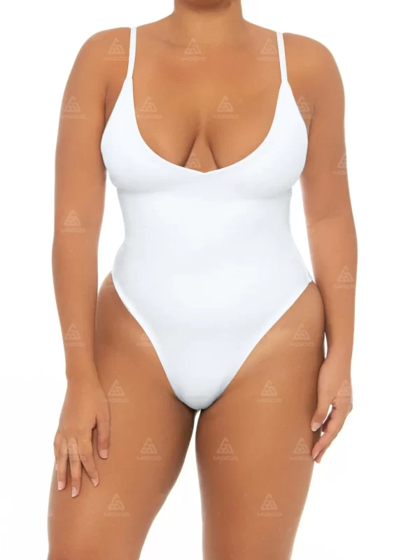 PLUS07 Double Straps Simple U-Shaped Backless Sexy One-Piece Swimsuit Plus Size Swimsuit 01