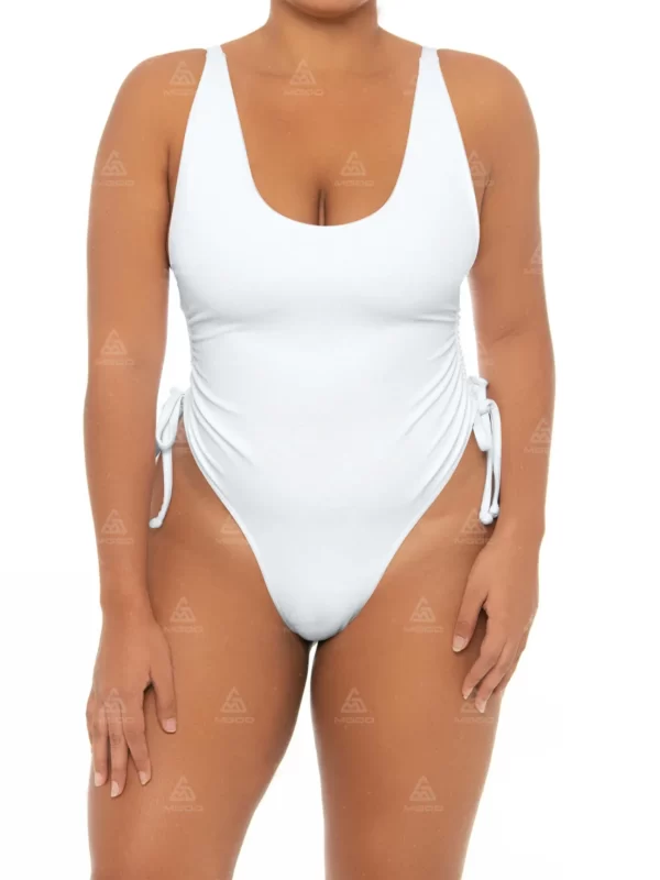 PLUS10 Thickened double straps side waist tightening one-piece swimsuit plus size swimsuit 01