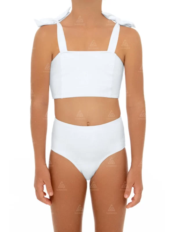 GS02 Double Sling Bow High Waist Kids Swimsuit Girls Swimsuit Set 01