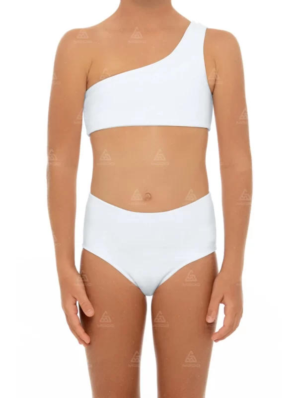 GS04 One-Shoulder Halter Design High Waist Kids Swimsuit Girls Swimsuit Set 01