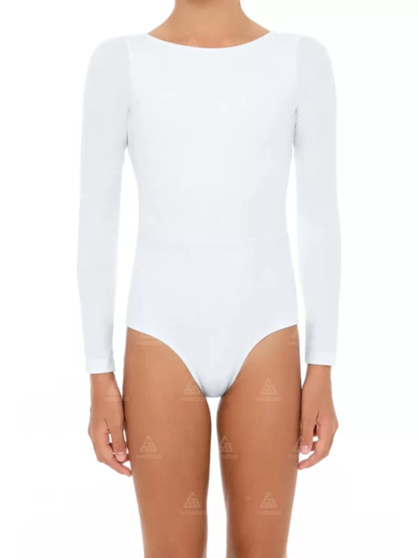 GS08 Long-Sleeved Round Neck Kids Swimsuit Girls One-Piece Swimsuit 01