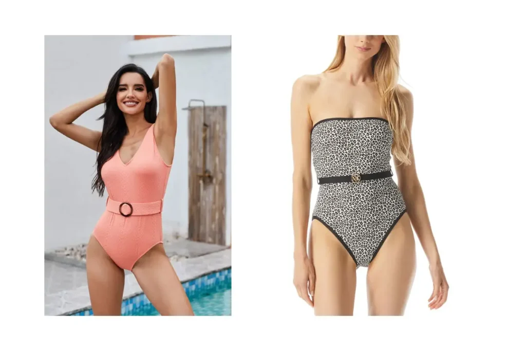 one-piece swimsuits with belts